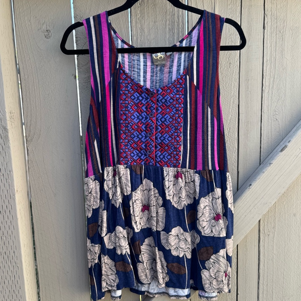 Anthropologie Geometric Floral Tank Top